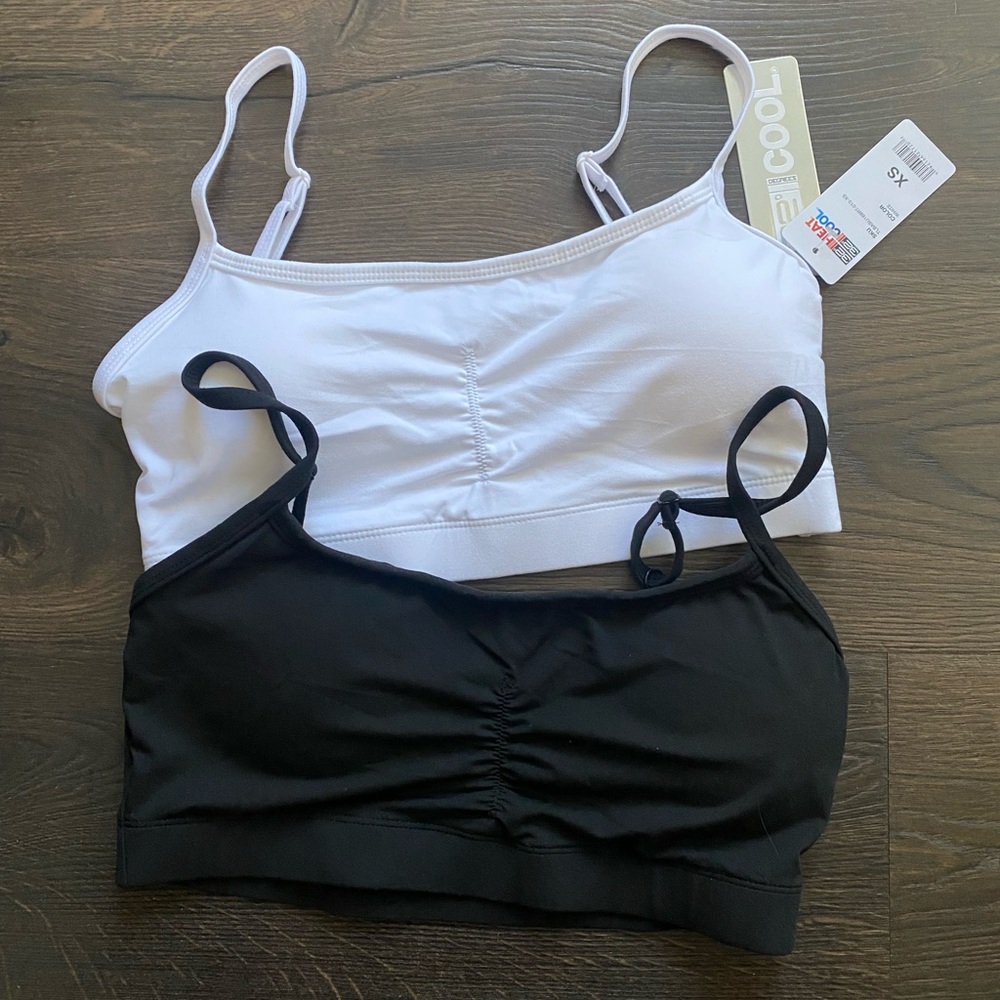 2 32 DEGREES Womens Cool Wicking Casual Sports Bralettes. White and black XS NWT